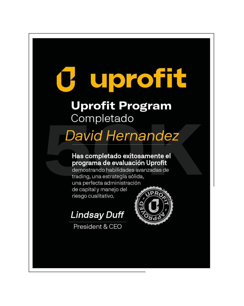 David Hernández, primer alumno fondeado con 50.000$ en la empresa UPROFIT. TELEGRAM: @ShadoWGHT92
